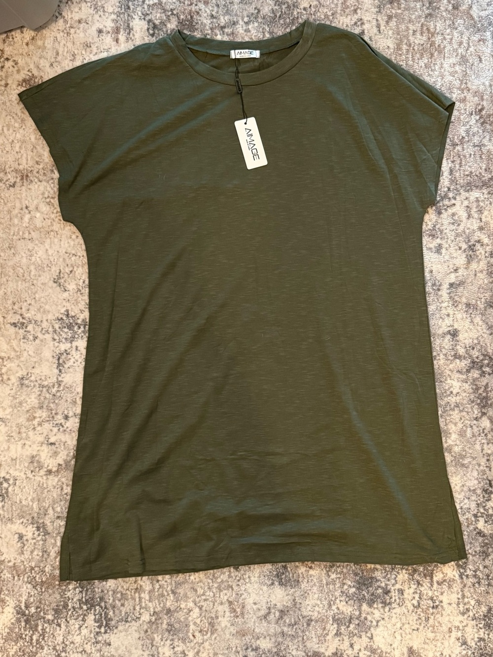 Olive Green Women's Crewneck Tee Shirt dress